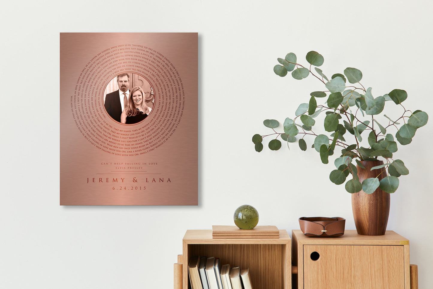 Personalized Vinyl Record art with Photo in Copper - HoneycombProverbs - Signs - Copper Anniversary Gifts