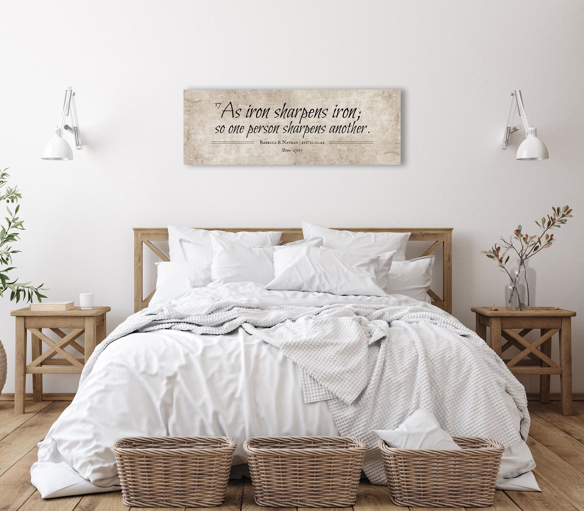 Cotton Iron sharpens Iron Wall Art, Men Anniversary Gift - HoneycombProverbs - Giclée - 2nd Anniversary Gifts