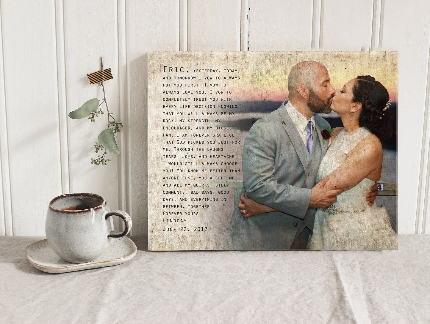 Vintage Cotton Photo Canvas - HoneycombProverbs - Gifts For The Couple - 2nd Year Cotton Art