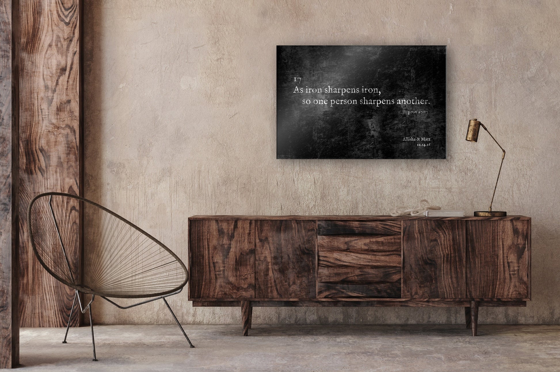 Proverbs 27:17 Grunge Sign on Iron - HoneycombProverbs - Signs - Luxury Corporate Gifts