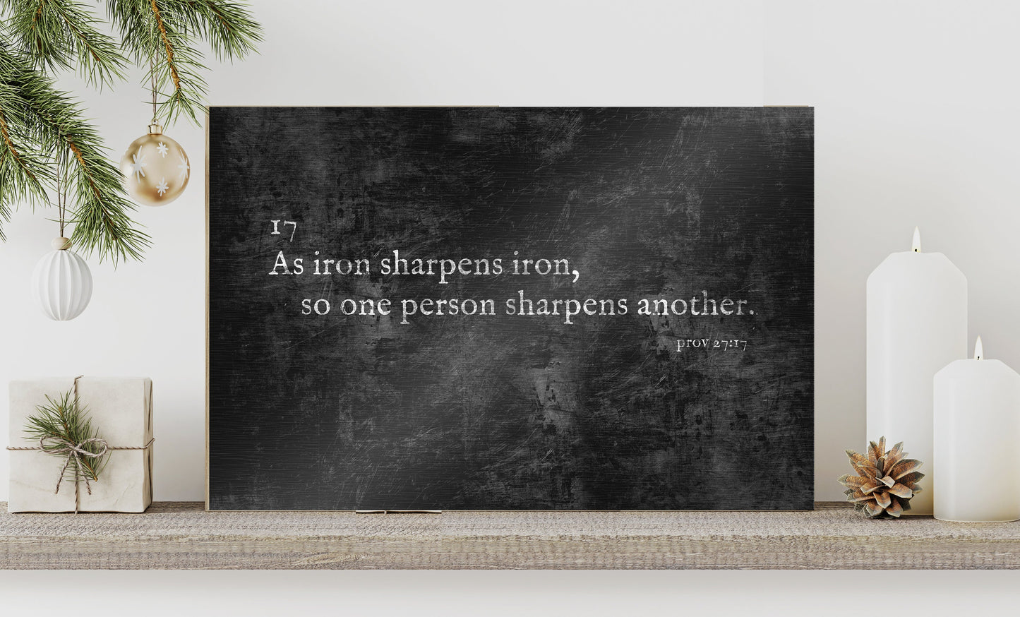 Proverbs 27:17 Grunge Sign on Iron - HoneycombProverbs - Signs - Luxury Corporate Gifts