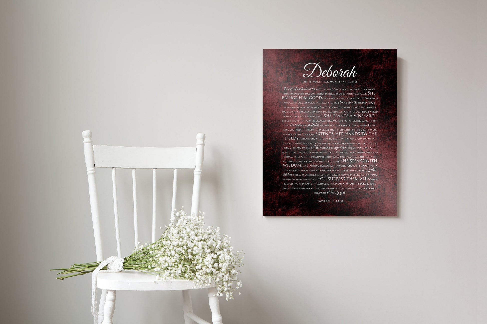Prov 31 Religious Anniversary Gift, Personalized Scripture on Tin - HoneycombProverbs - Signs - Christian Wall Art