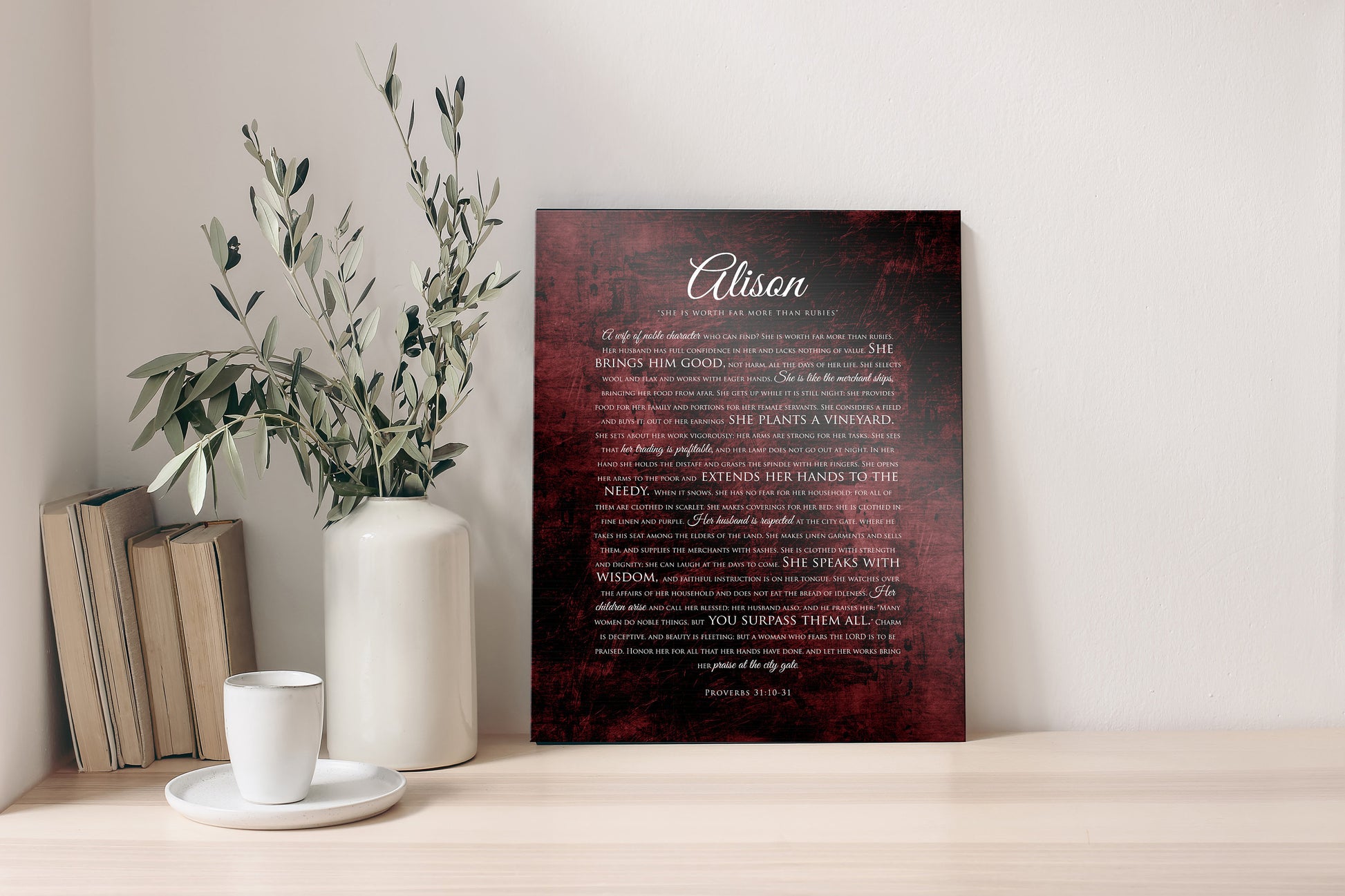 Prov 31 Religious Anniversary Gift, Personalized Scripture on Tin - HoneycombProverbs - Religious Home & Decor - Christian Wall Art