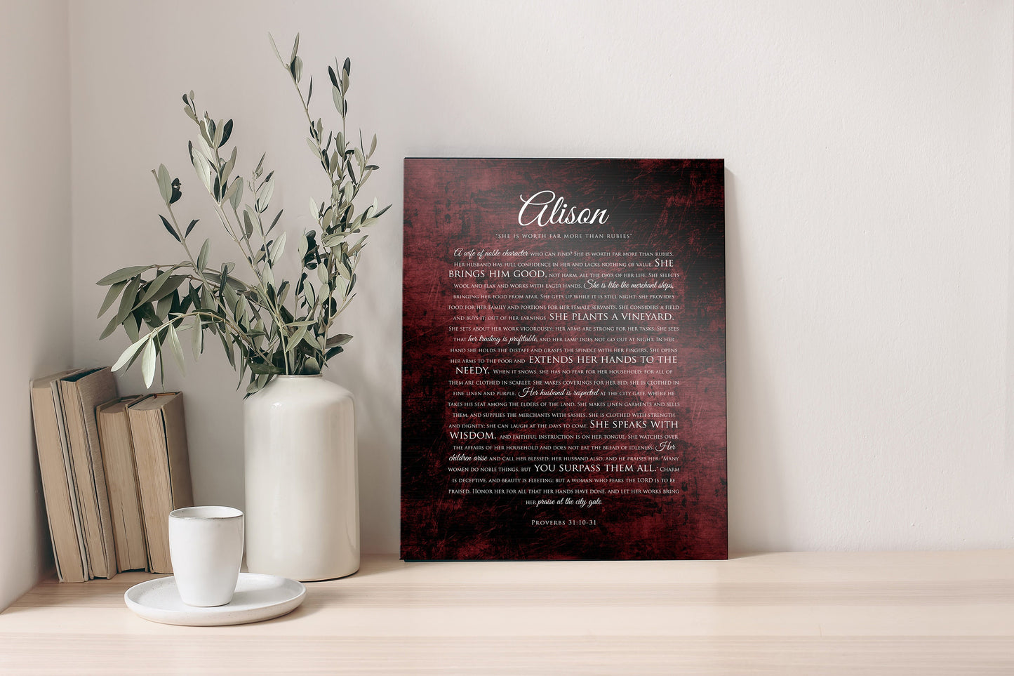 Prov 31 Religious Anniversary Gift, Personalized Scripture on Tin - HoneycombProverbs - Religious Home & Decor - Christian Wall Art