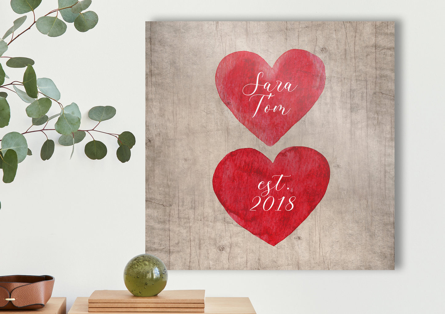 Hearts on Wood Personalized Established Sign - HoneycombProverbs - Signs - Name Signs Wall Art