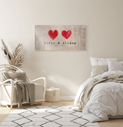 Family Hearts Name Sign on Wood - HoneycombProverbs - Signs - Name Signs Wall Art