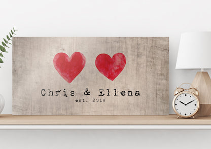 Family Hearts Name Sign on Wood - HoneycombProverbs - Signs - Name Signs Wall Art