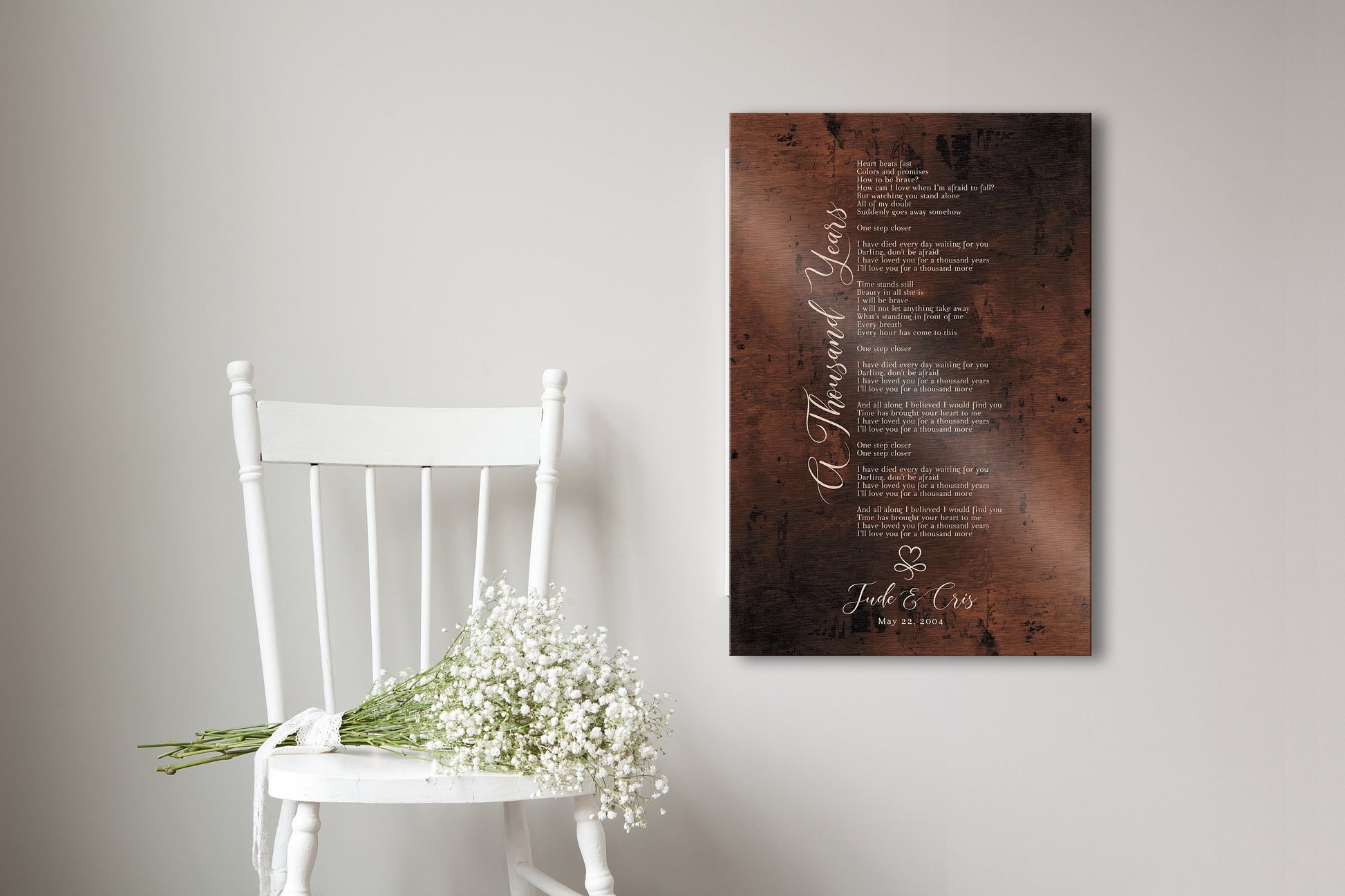Infinity Heart Custom Song Lyric Sign on Bronze - HoneycombProverbs - Signs - Bronze Anniversary Gifts