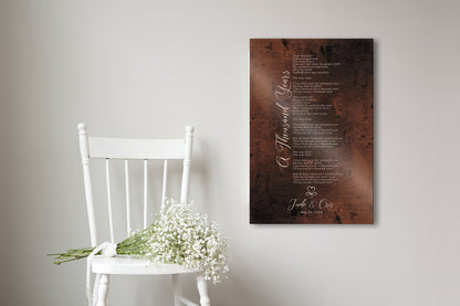 Infinity Heart Custom Song Lyric Sign on Bronze - HoneycombProverbs - Signs - Bronze Anniversary Gifts