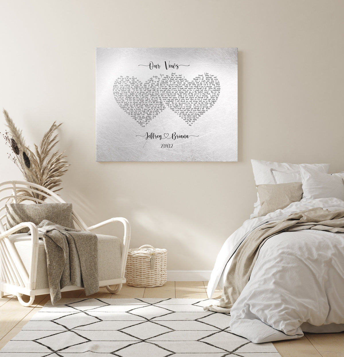 Two Hearts Wedding Vow Decor - HoneycombProverbs - Signs - Wedding Vow Wall Art