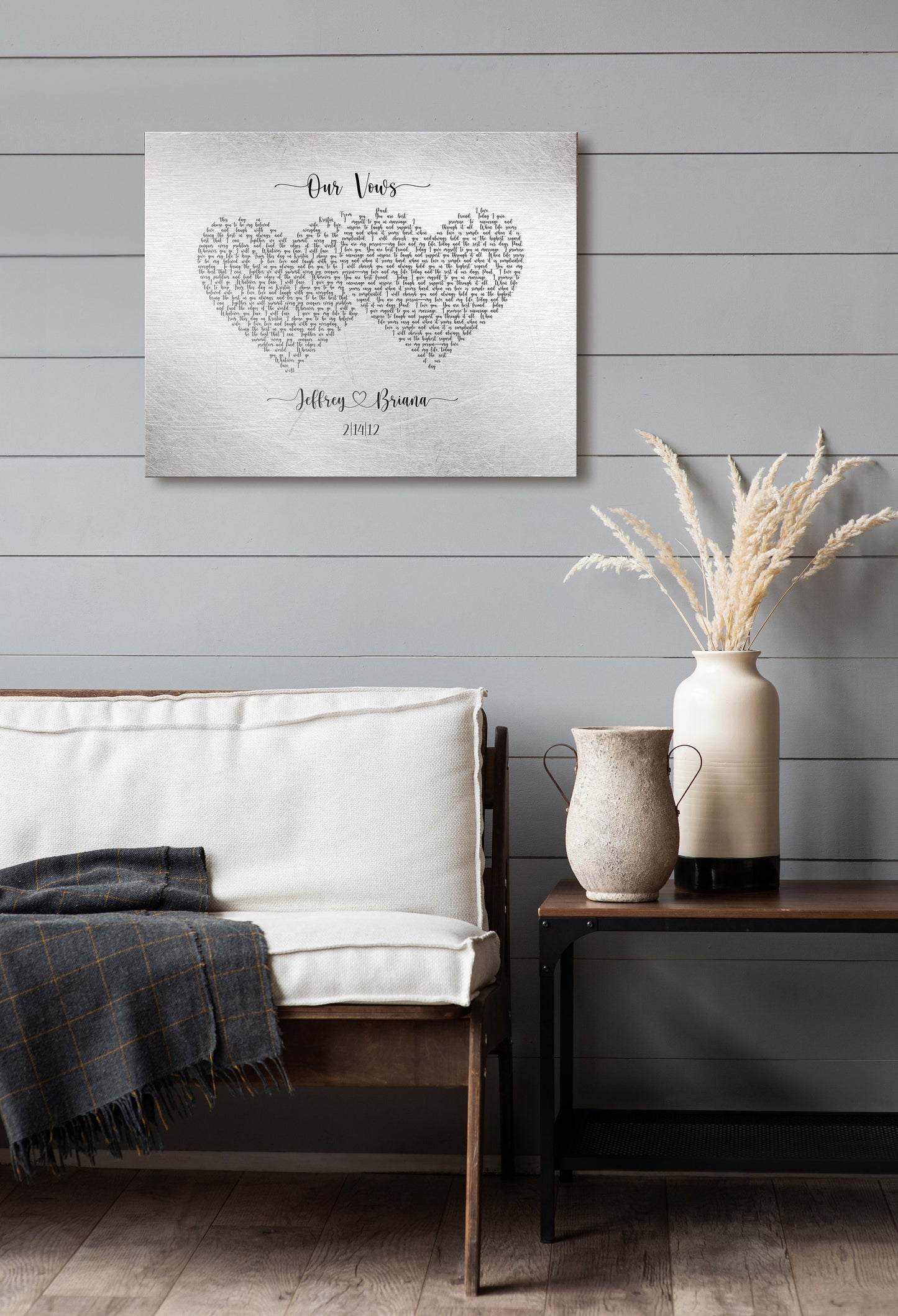 Personalized wedding vow print on tin