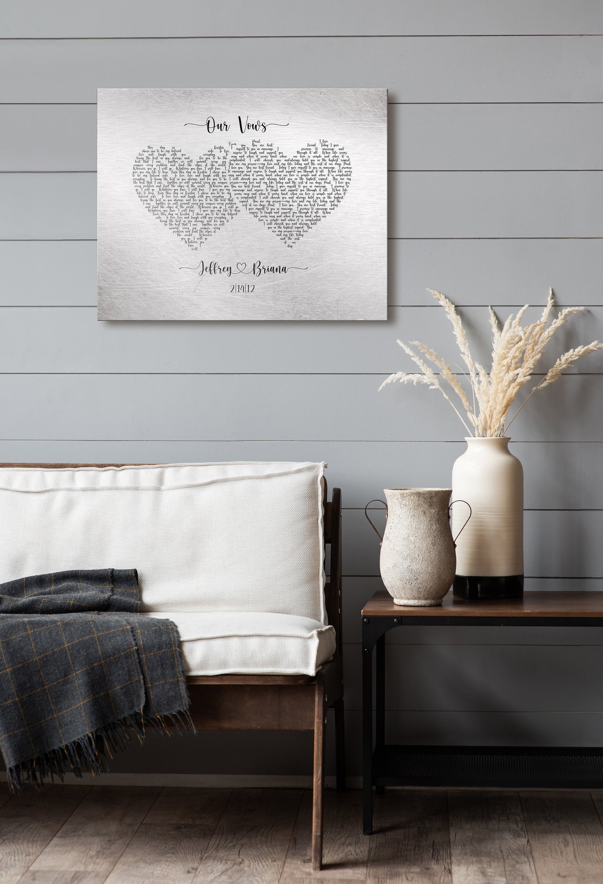 Personalized wedding vow print on tin