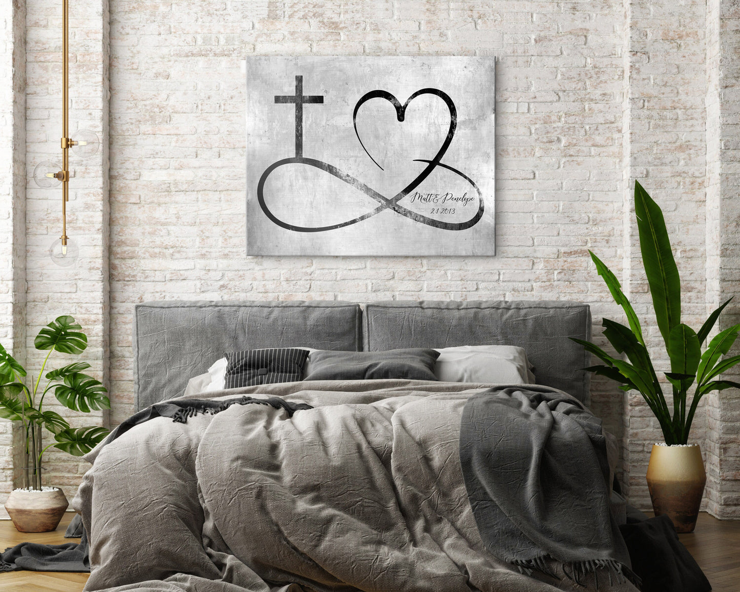 Personalized Infinity Cross Heart Sign on Tin, Copper or Iron - HoneycombProverbs - Signs - Iron Anniversary Gifts