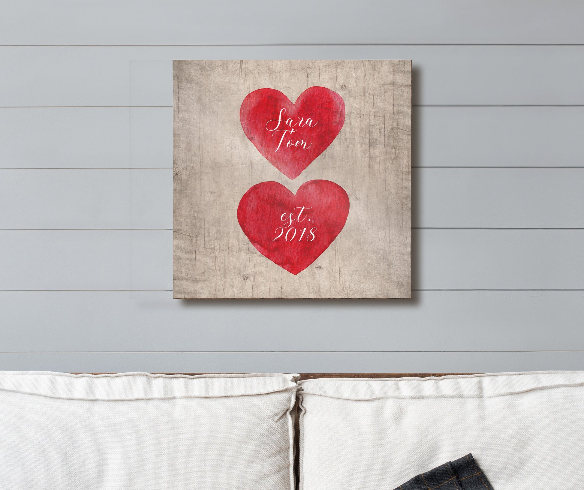Hearts on Wood Personalized Established Sign - HoneycombProverbs - Signs - Name Signs Wall Art