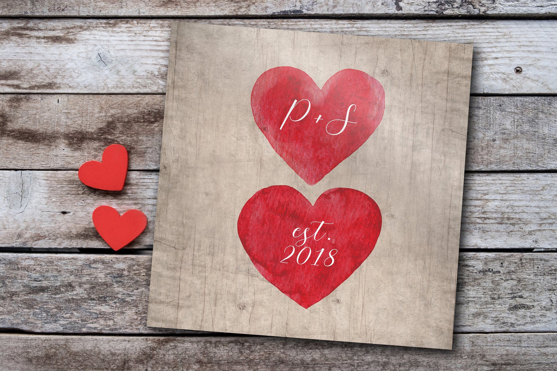 Hearts on Wood Personalized Established Sign - HoneycombProverbs - Signs - Name Signs Wall Art