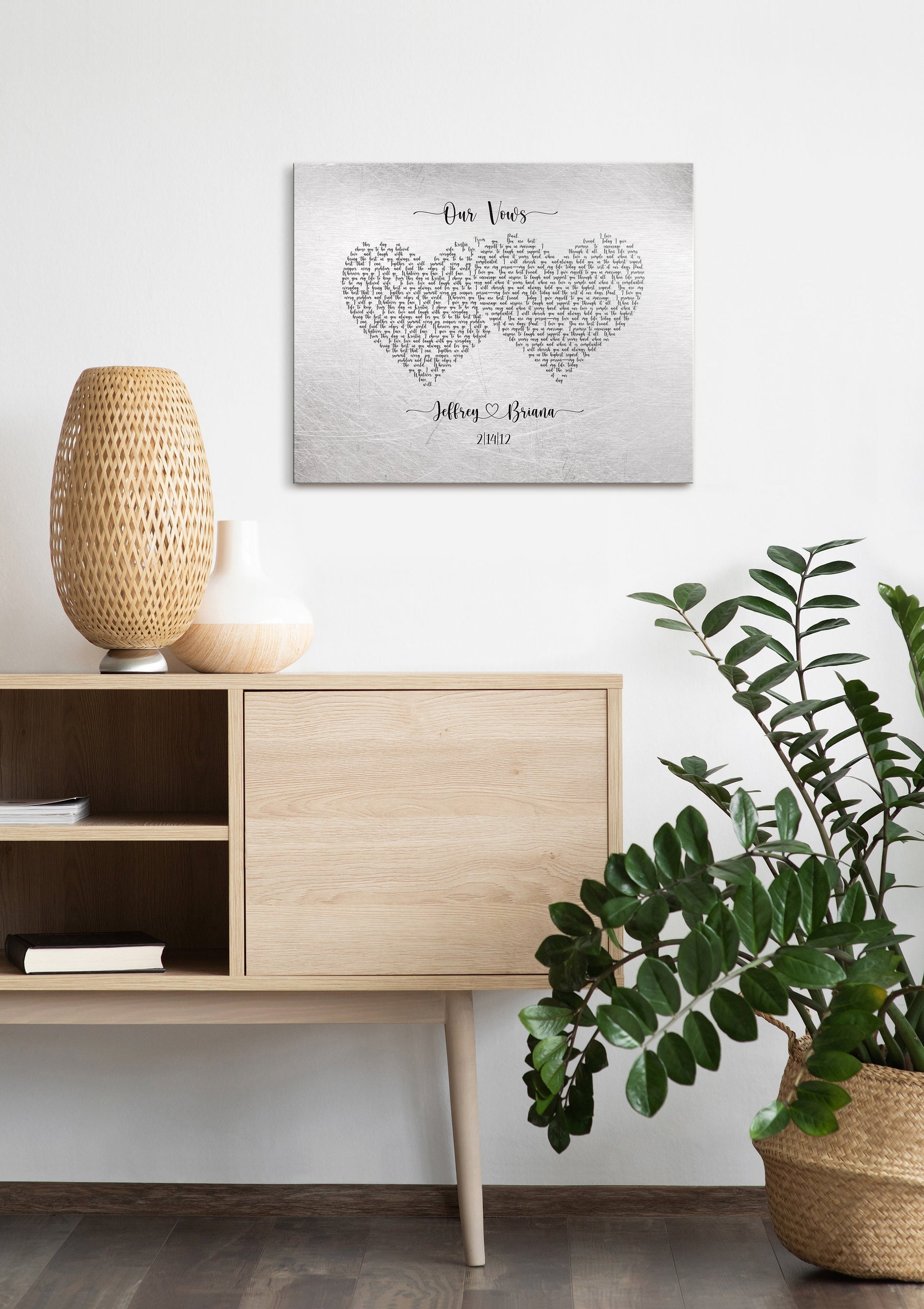 Two Hearts Wedding Vow Decor - HoneycombProverbs - Signs - Wedding Vow Wall Art