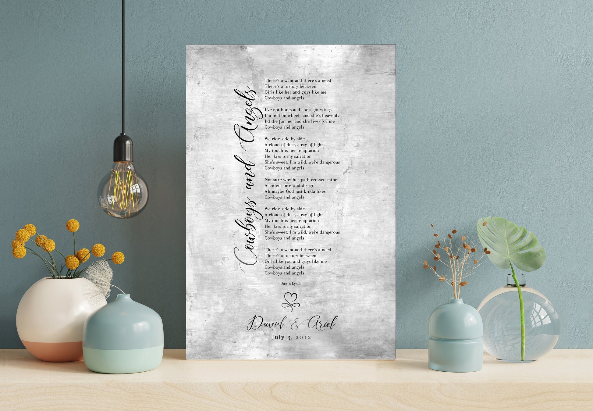 Infinity Heart Custom Song Lyric Sign on Tin - HoneycombProverbs - Signs - Tin and Aluminum Gifts