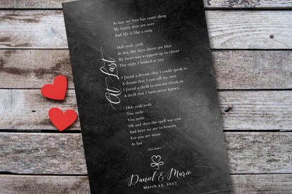 Infinity Heart Custom Song Lyric Sign on Iron - HoneycombProverbs - Gifts For The Couple - Iron Anniversary Gifts