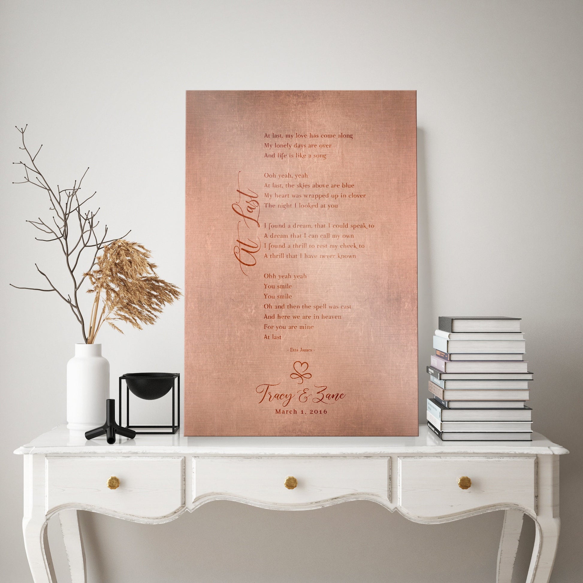 copper anniversary gift with song lyircs