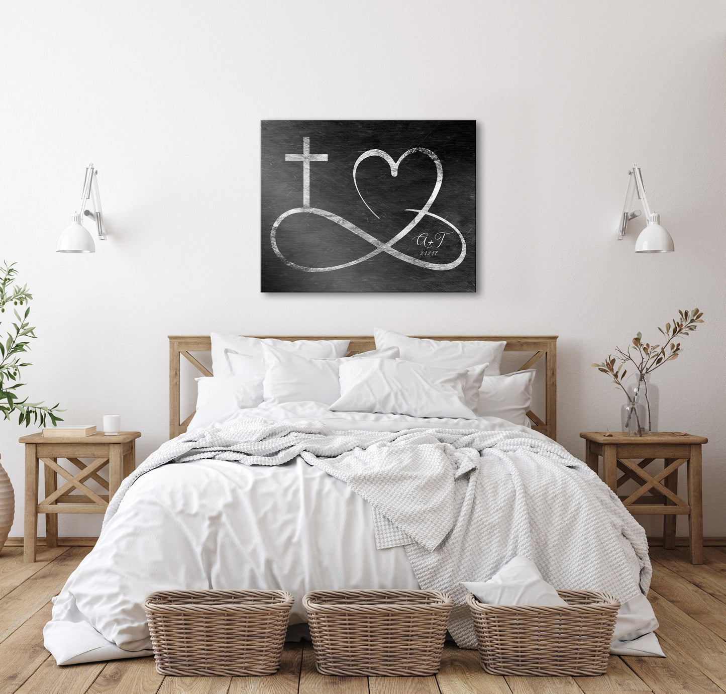 Personalized Infinity Cross Heart Sign on Tin, Copper or Iron - HoneycombProverbs - Signs - Iron Anniversary Gifts