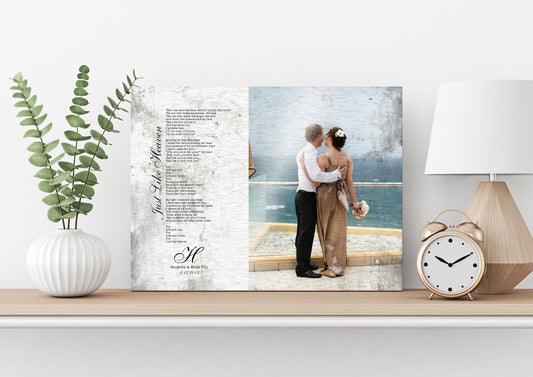 Captured Monogram Melodies: Shabby Chic Photo Song Art on Tin - HoneycombProverbs - Gifts For The Couple - Photo Lyrics Wall Art