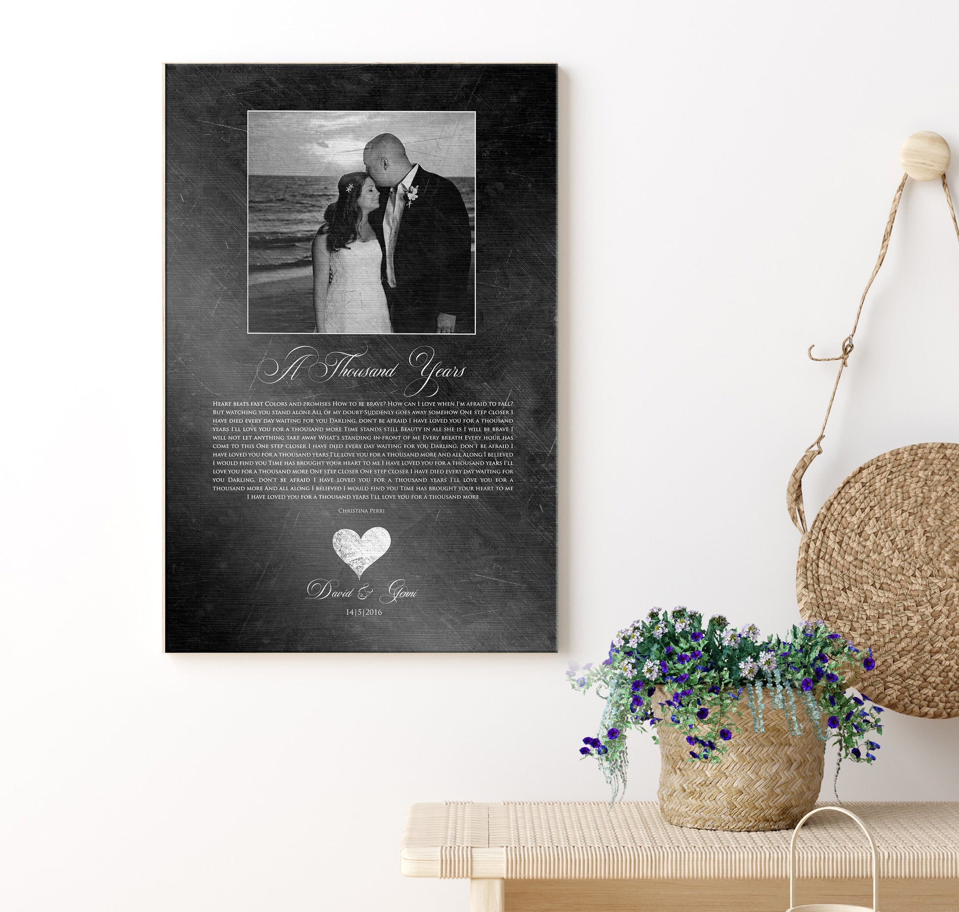 Picture of Romance: Iron Themed Song Lyric Plaque - HoneycombProverbs - Gifts For The Couple - Photo Lyrics Wall Art
