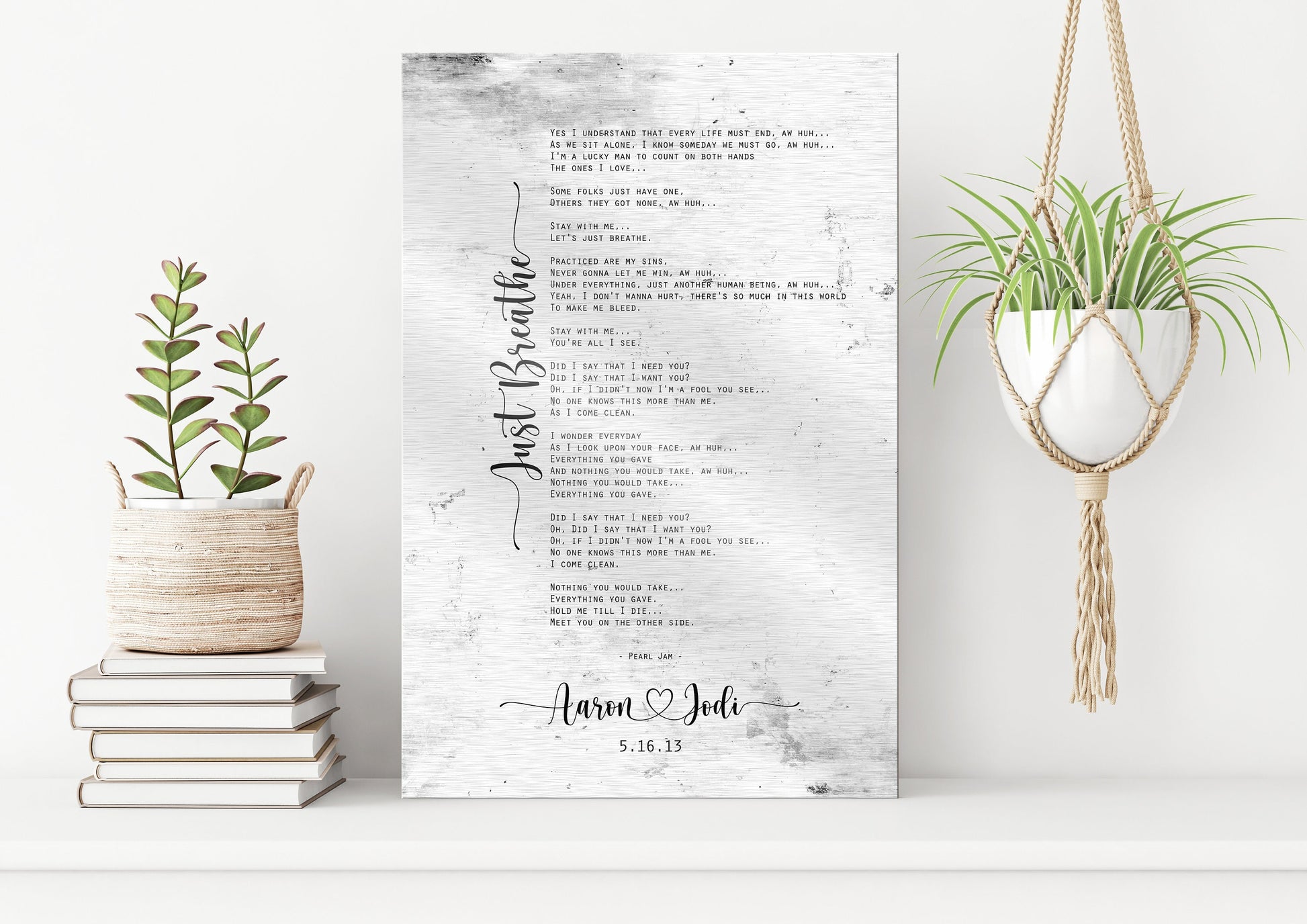 Rustic Lyric Sign on Tin with Heart Names - HoneycombProverbs - Signs - Tin and Aluminum Gifts