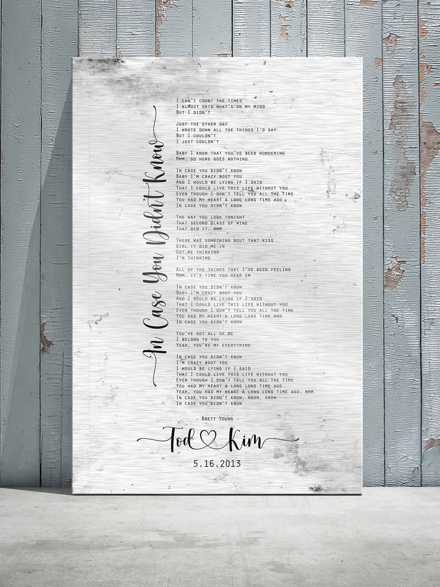 Rustic Lyric Sign on Tin with Heart Names - HoneycombProverbs - Signs - Tin and Aluminum Gifts