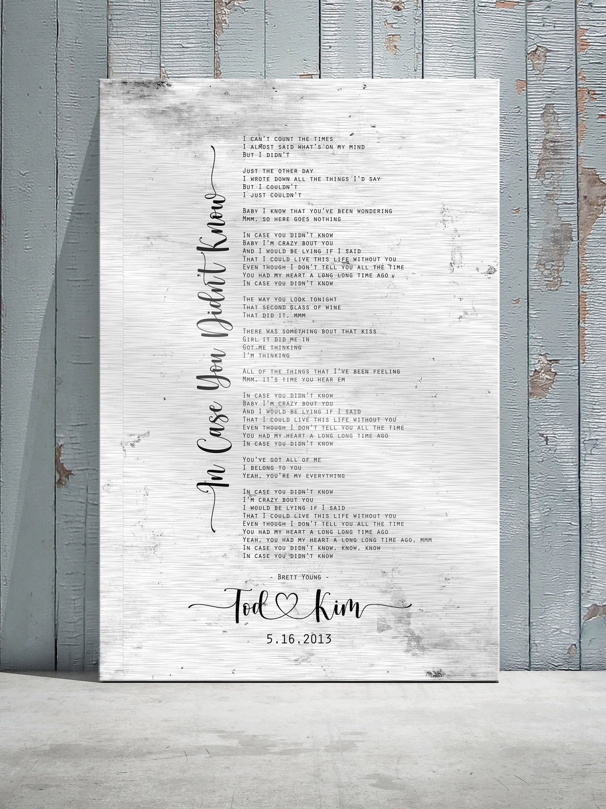 Rustic Lyric Sign on Tin with Heart Names - HoneycombProverbs - Signs - Tin and Aluminum Gifts