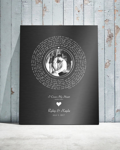 Melody of Love: Personalized Iron Alloy Photo Vinyl Record Art - HoneycombProverbs - Signs - Iron Anniversary Gifts