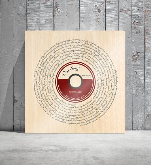 Song Lyric Record on Wood - HoneycombProverbs - Signs - Record Album Lyrics Art
