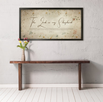 Psalm 23, 2nd anniversary cotton scripture wall art by Honeycomb Proverbs