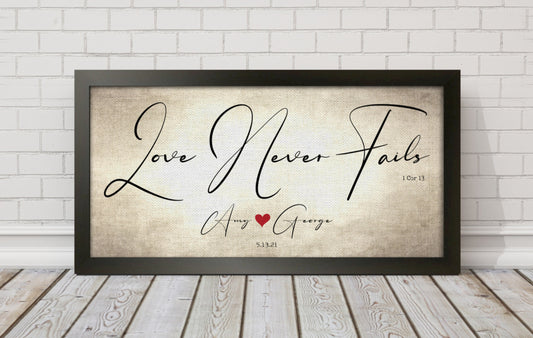 Personalized Love Never Fails Couple's Art - HoneycombProverbs - Giclée - Christian Wall Art