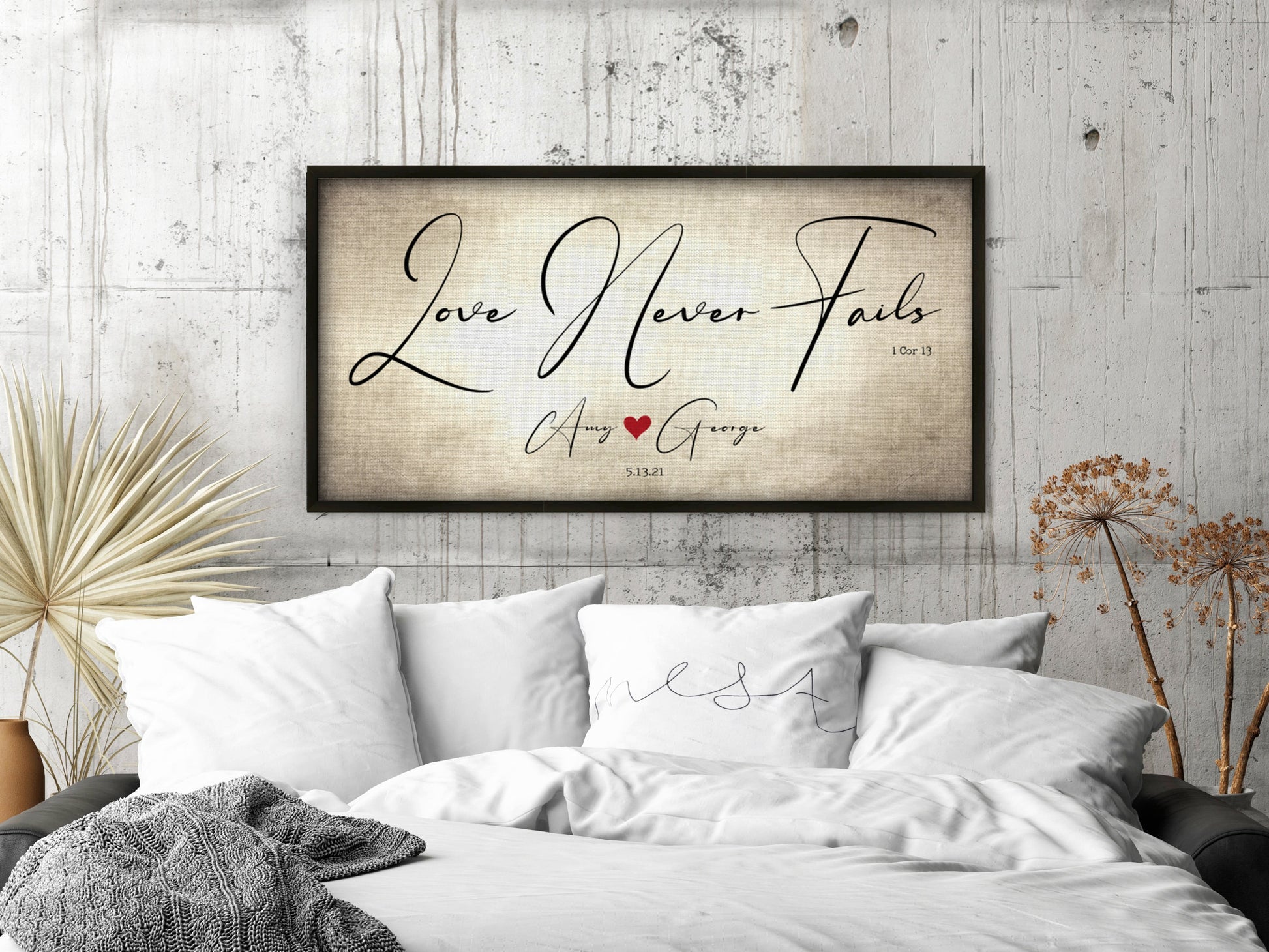 Personalized Love Never Fails Couple's Art - HoneycombProverbs - Giclée - Christian Wall Art