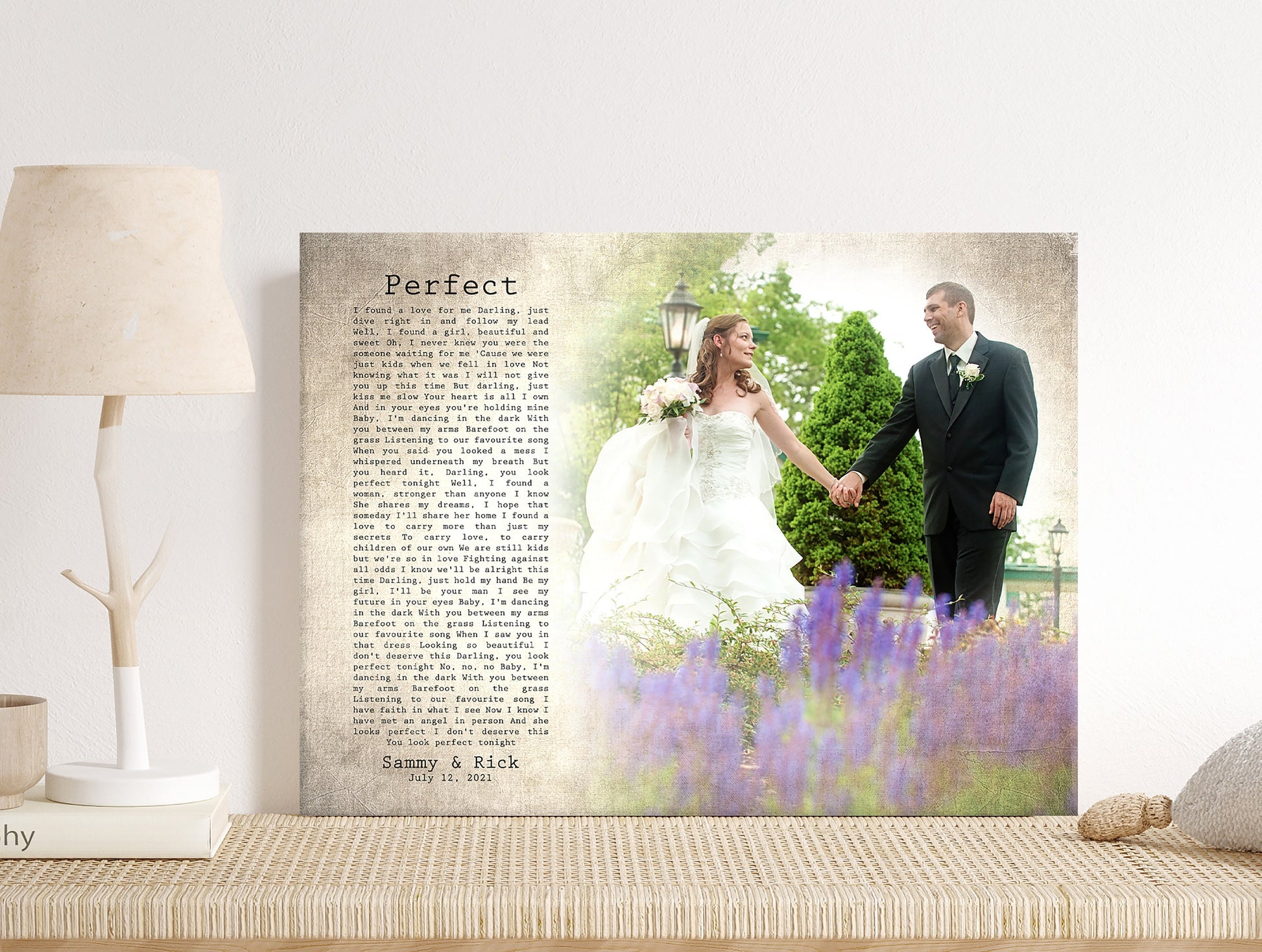 Timeless Melodies: Vintage Photo and Song Lyrics Canvas - HoneycombProverbs - Giclée - 2nd Anniversary Gifts