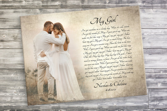 Timeless Melodies: Vintage Photo and Song Lyrics Canvas - HoneycombProverbs - Giclée - 2nd Anniversary Gifts