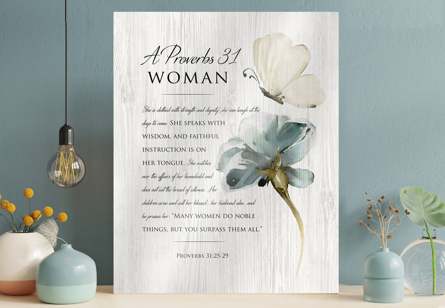 A Proverbs 31 Woman Floral Wood Sign - HoneycombProverbs - Signs - Christian Wall Art