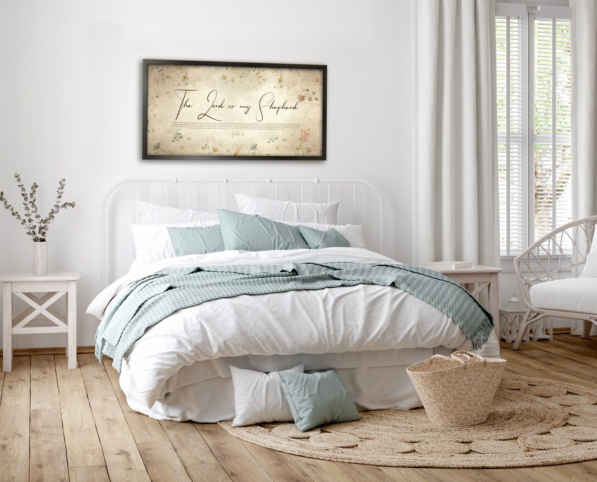 Psalm 23, Cottage Garden Floral - HoneycombProverbs - Giclée - Christian Wall Art