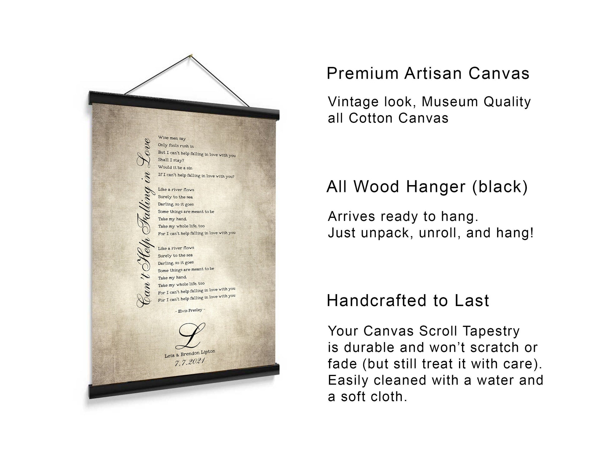 Our Song Scroll Tapestry, Cotton Anniversary - HoneycombProverbs - Tapestries - Vintage Lyrics Wall Art