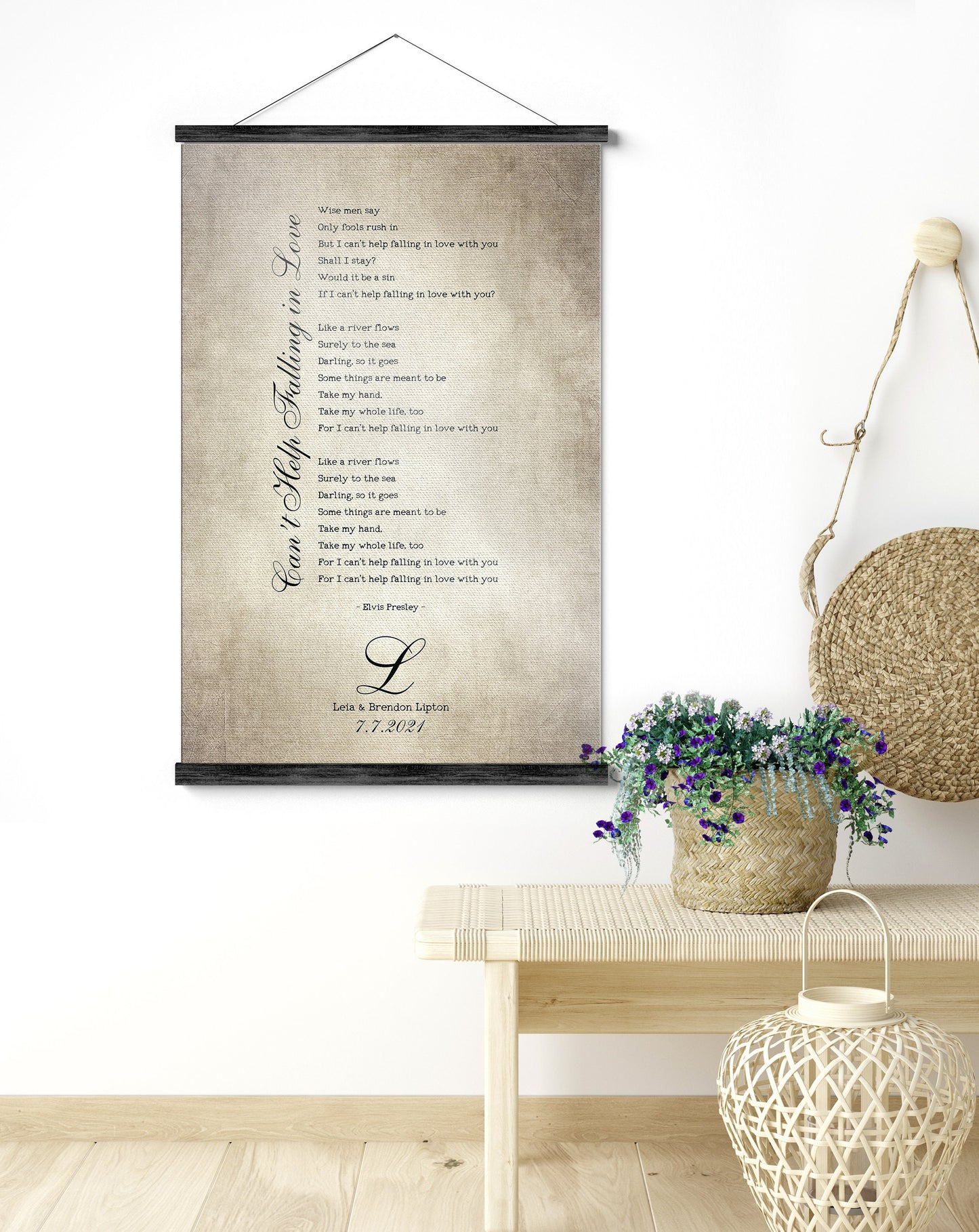 Our Song Scroll Tapestry, Cotton Anniversary - HoneycombProverbs - Tapestries - 2nd Anniversary Gifts