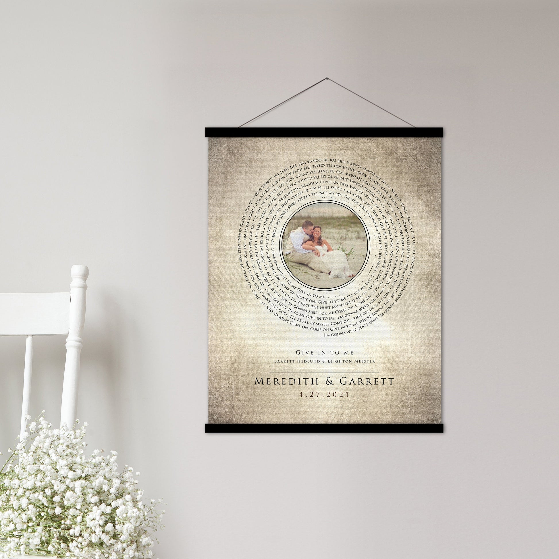 2 Year Cotton Anniversary, Photo Record Art - HoneycombProverbs - Tapestries - Rustic Lyrics Wall Decor