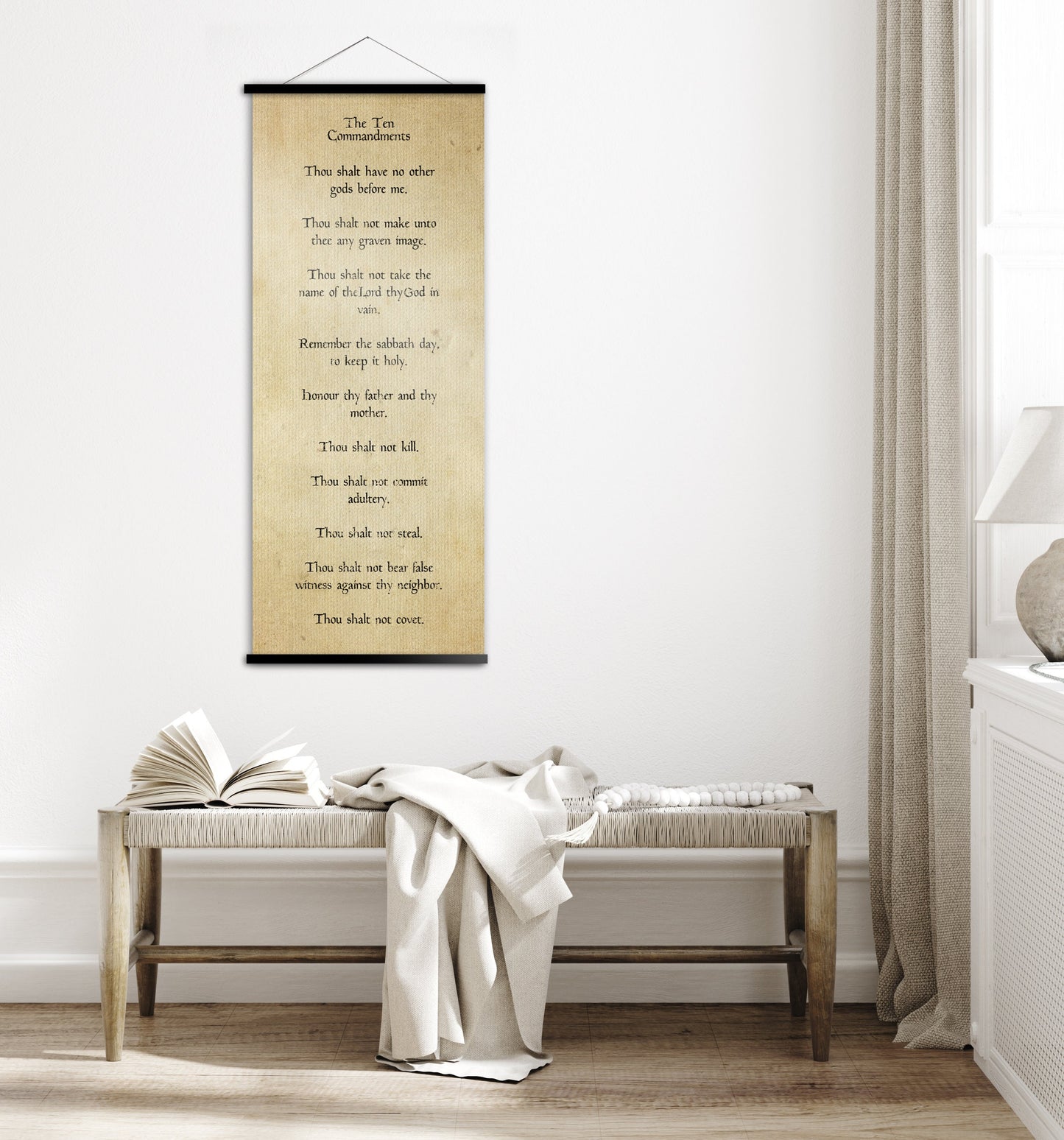 10 Commandments Antiqued Scroll Tapestry - HoneycombProverbs - Tapestries - Christian Wall Art