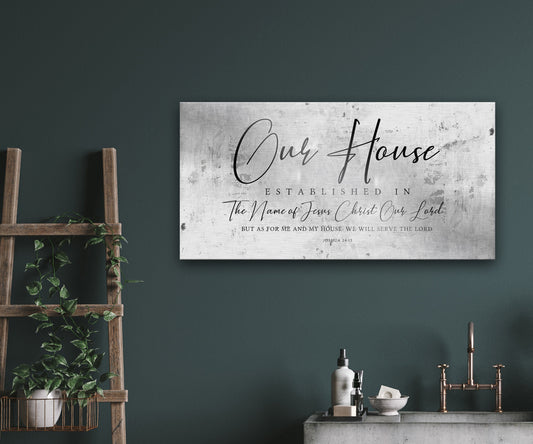 Our House Joshua 24:15 Tarnished Metal Sign - HoneycombProverbs - Signs - Christian Wall Art