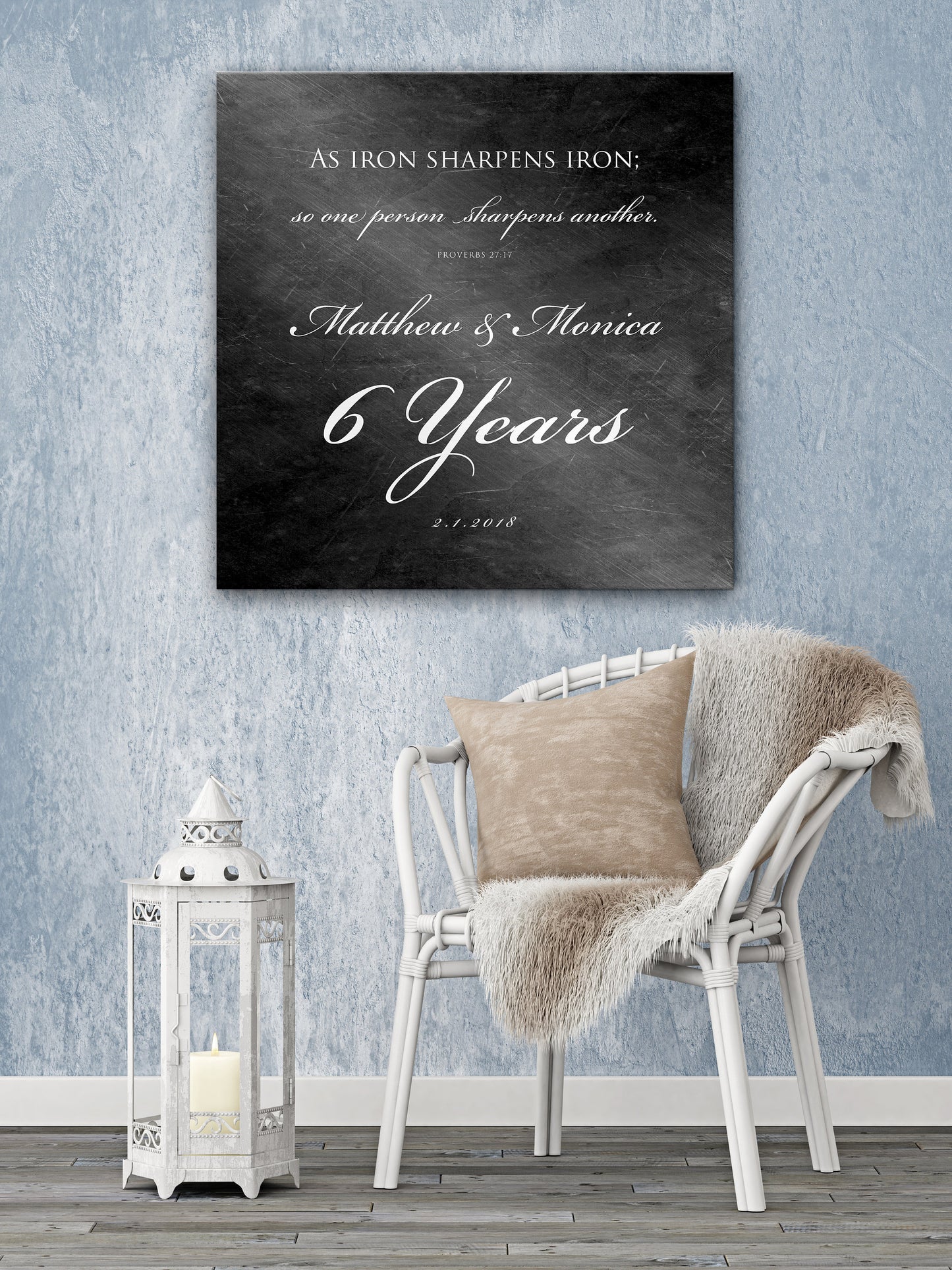 6 Year Anniversary Plaque, As iron sharpens iron Sign - HoneycombProverbs - Signs - Christian Wall Art