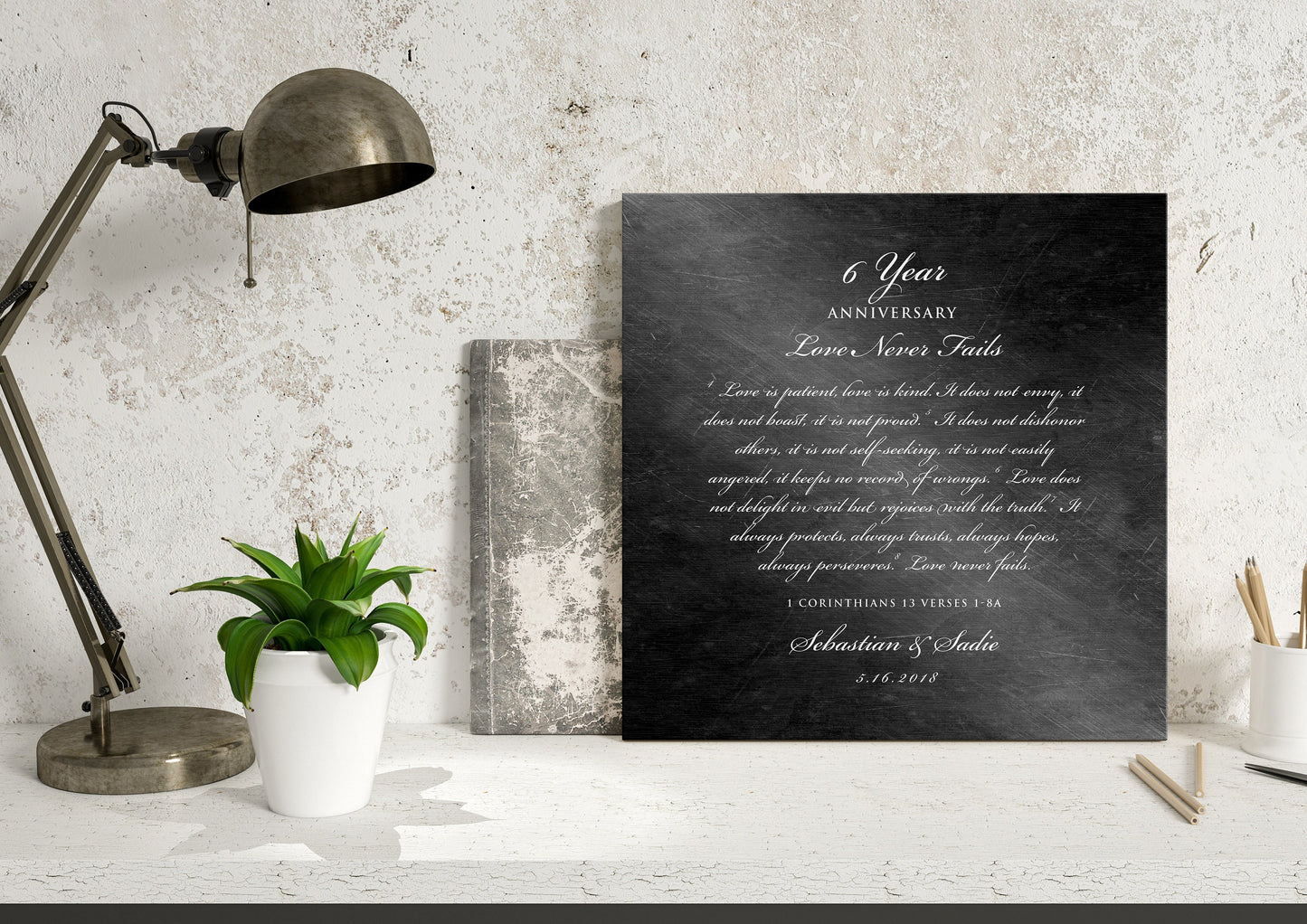 Love is Patient Personalized Anniversary plaque - HoneycombProverbs - Signs - Iron Anniversary Gifts