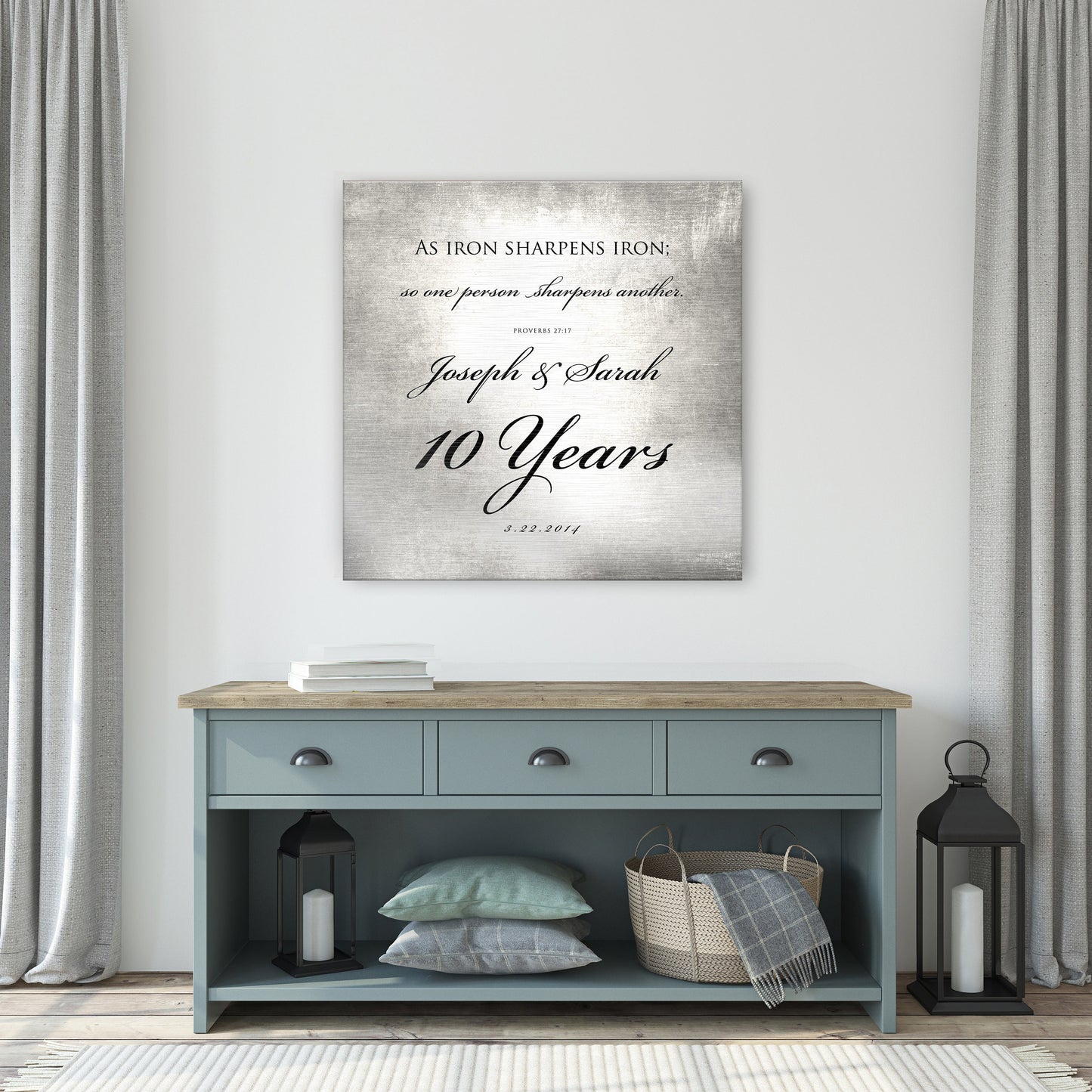 10 Years of Marriage plaque, Iron sharpens iron sign for couples - HoneycombProverbs - Signs - Tin Anniversary Gifts