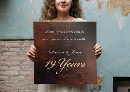 Proverbs 27:17 19th Anniversary Tribute Sign - HoneycombProverbs - Signs - Bronze Anniversary Gifts