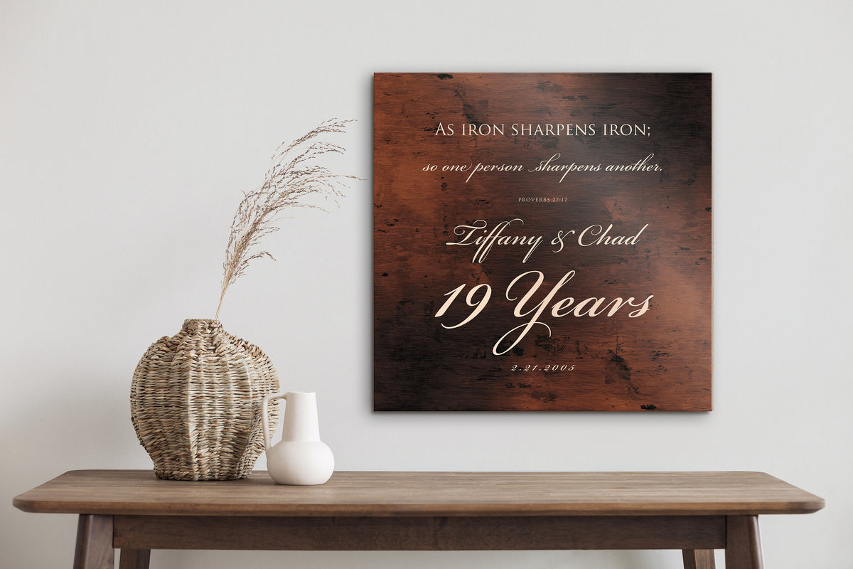 Proverbs 27:17 19th Anniversary Tribute Sign - HoneycombProverbs - Signs - Bronze Anniversary Gifts