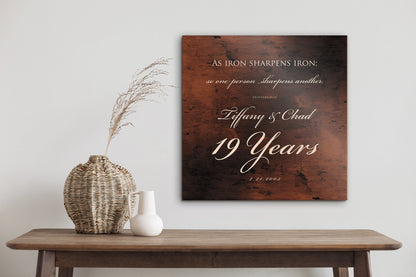 Proverbs 27:17 19th Anniversary Tribute Sign - HoneycombProverbs - Signs - Bronze Anniversary Gifts