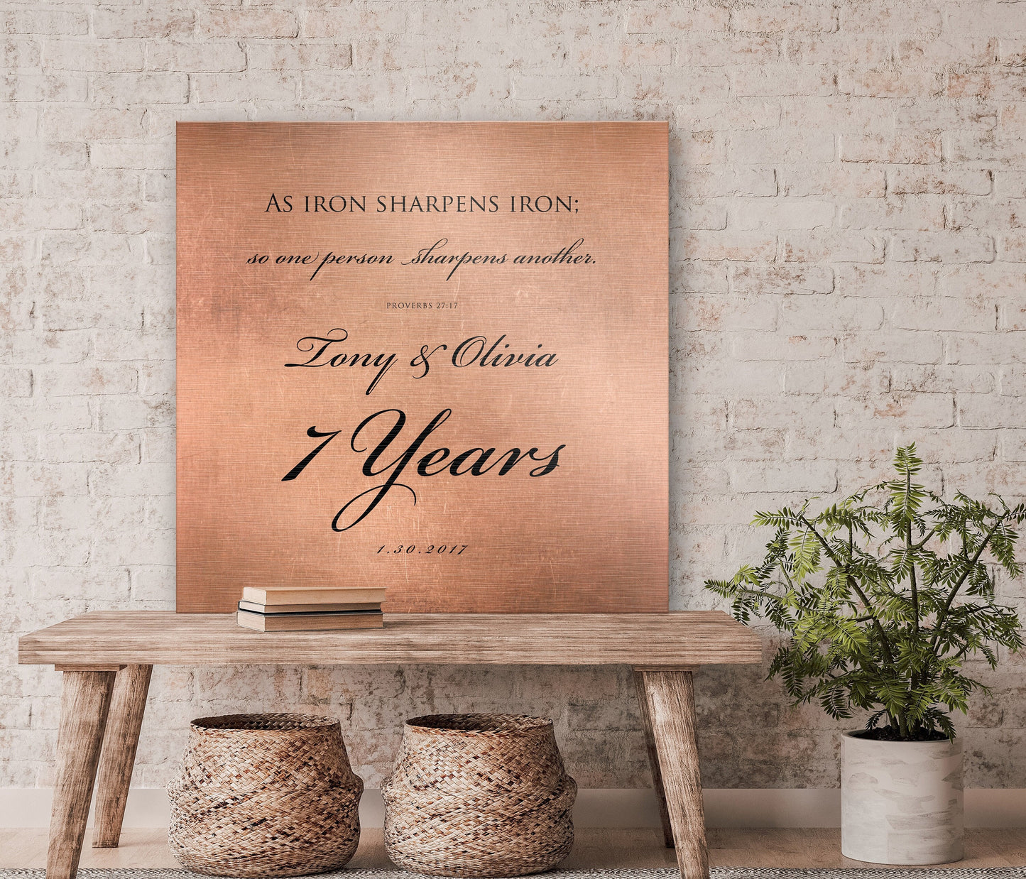 Copper Wedding Anniversary Sign, Proverbs 27:17 copper gift - HoneycombProverbs - Signs - Copper Anniversary Gifts